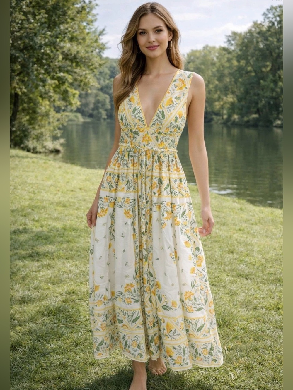 ANTONIO MELANI Women’s Yellow Maxi Dress size 8 NWT $288